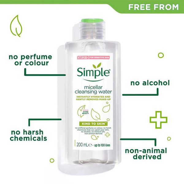 میسلار واتر پوست حساس Kind To Skin سیمپل simple micellar water