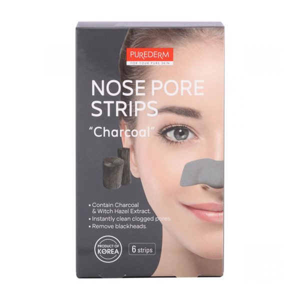 چسب پاک کننده بینی زغالی پیوردرم Purederm Charcoal Nose Pore Strips Count 6