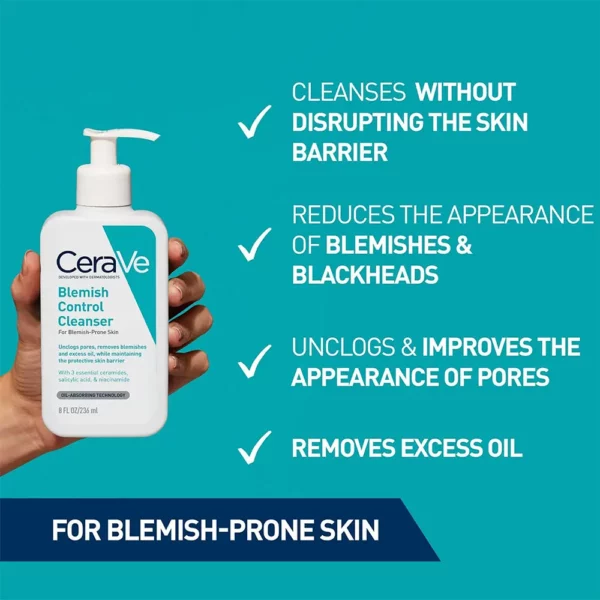 ژل شستشوی ضد جوش و آکنه سراوی CeraVe Blemish Control Face Cleanser - Image 3